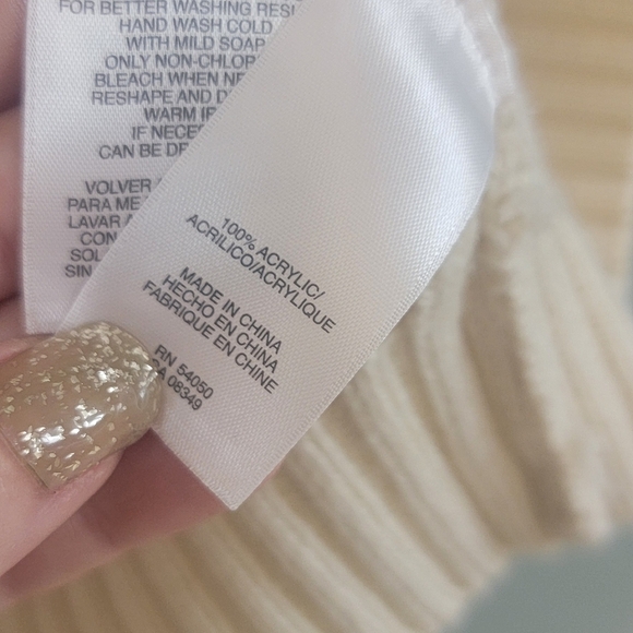 Qmack Cropped Cottage‎ Prairie Womens Sweater Cream Size Large - Picture 6 of 11